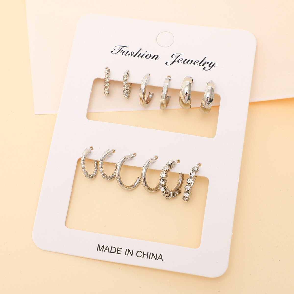 6-Piece Gold C-Shaped Earring Set