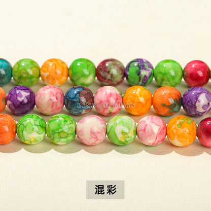 Perlas sueltas de piedra de color lluvia de color sintético, cuentas de jade 