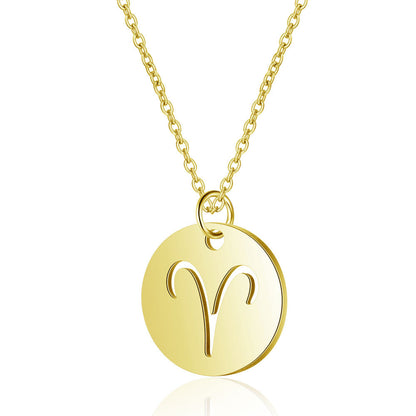 Twelve constellations titanium steel necklace