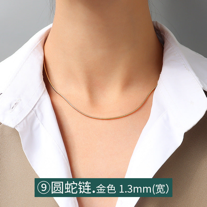 18K Gold Plated Titanium Steel Chain Necklace