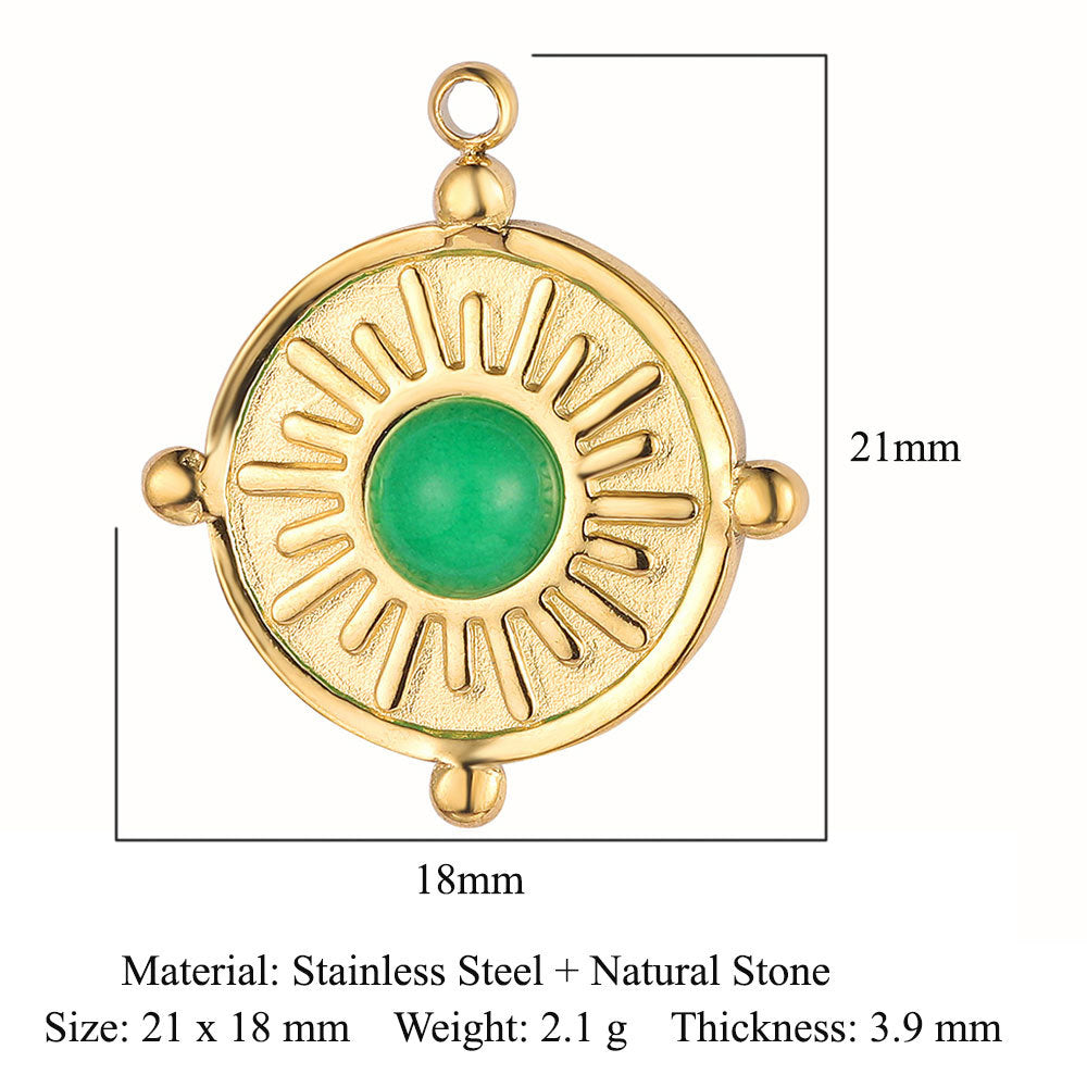 Sun ruby turquoise stainless steel pendant