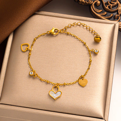 Pulseira de coração de aço de titânio para mulheres - design minimalista coreano/japonês 2023 