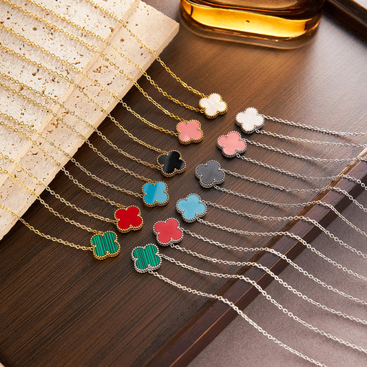 15mm Double-Sided Four-Leaf Clover Necklace