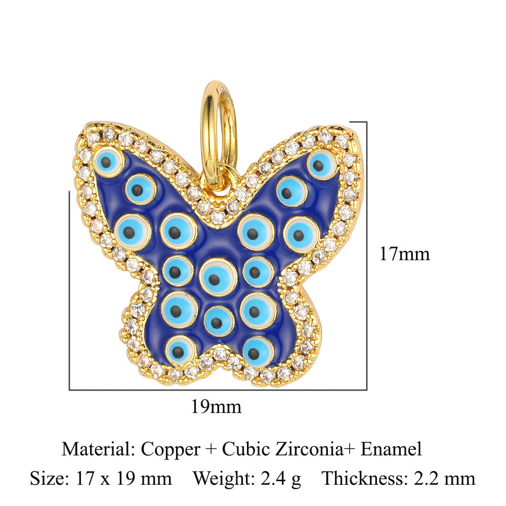 Oil drop copper zircon pendant palm eye face crown
