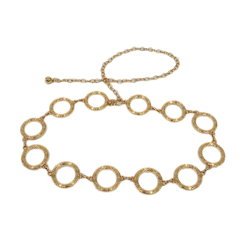 Pattern ring slim chain waist chain