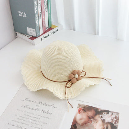 Summer Hat Women's Wave Brim Floral Sun Outdoor Beach Vacation