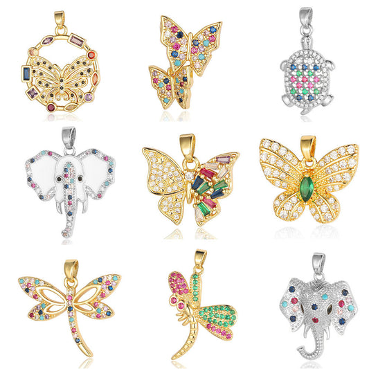 Fly color zirconium copper micro-inlaid necklace pendant