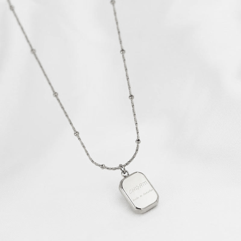 Square Letter Titanium Steel Necklace Female