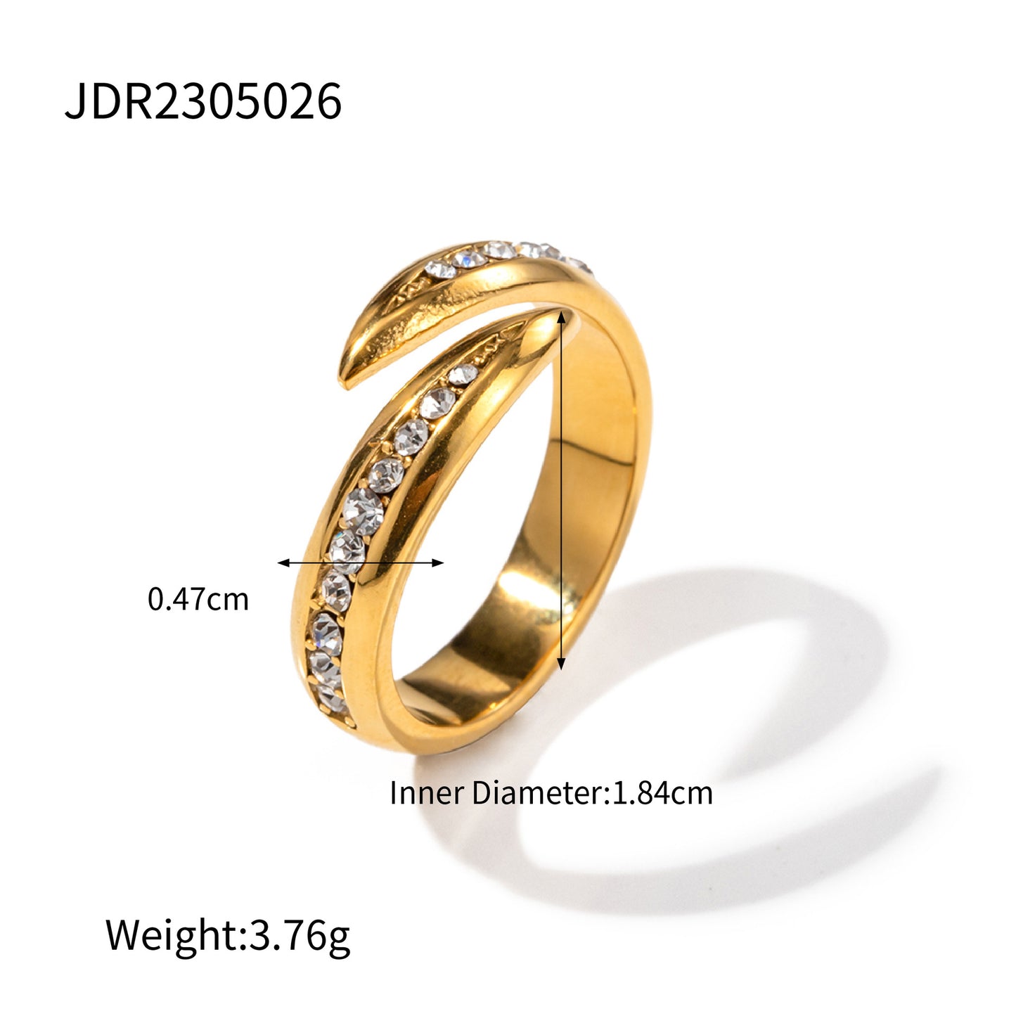 Anillo abierto de diamantes blancos 