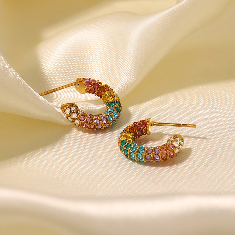 Colorful Zirconia Hoop Earrings