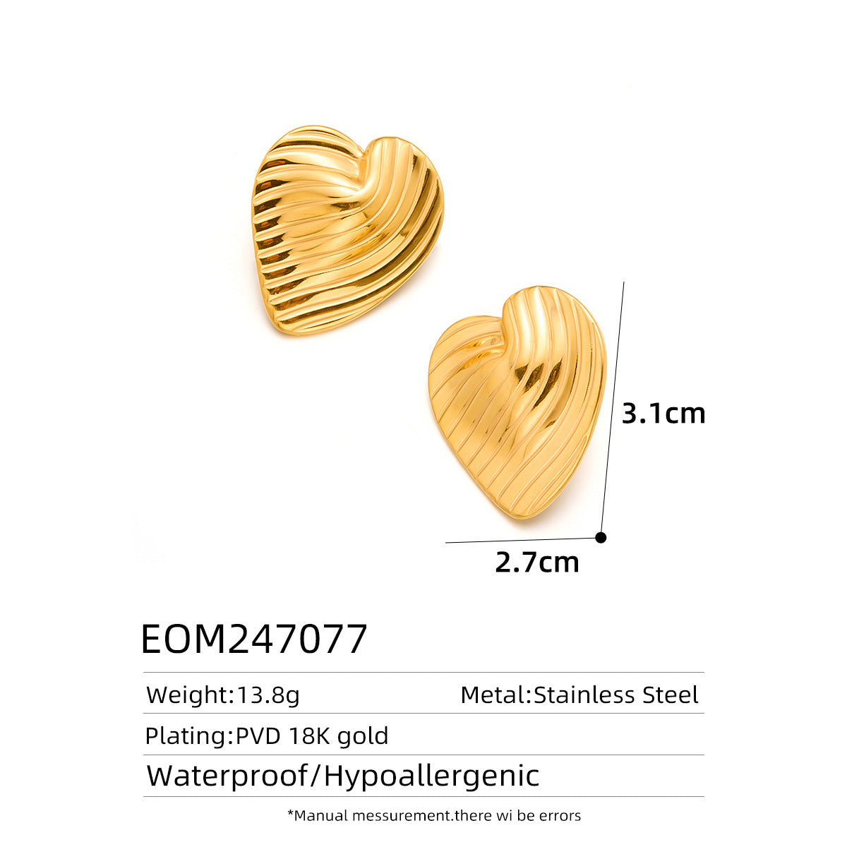 18K Gold Titanium Steel Hollow Geometric Statement Earrings