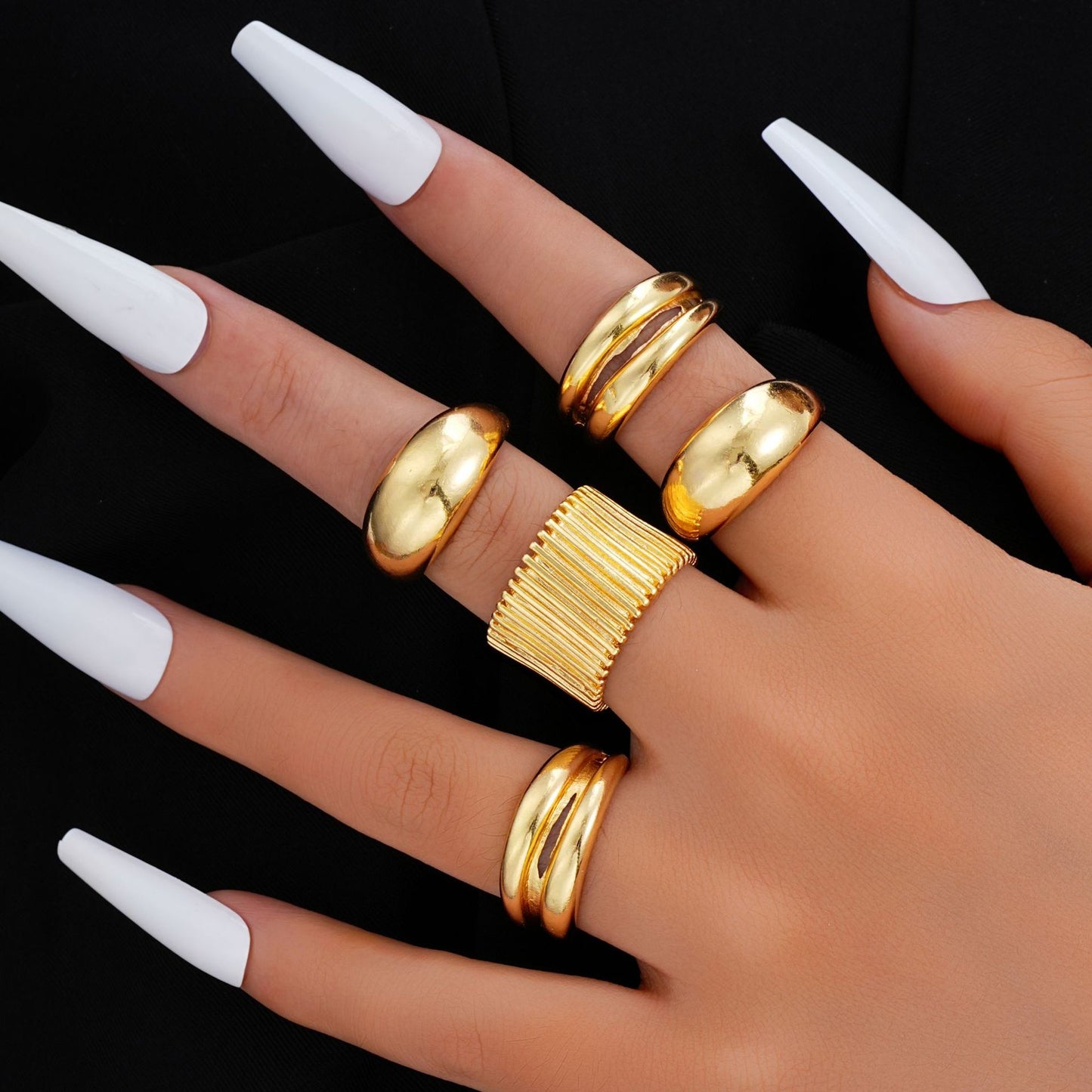Gold Irregular Open Ring Set