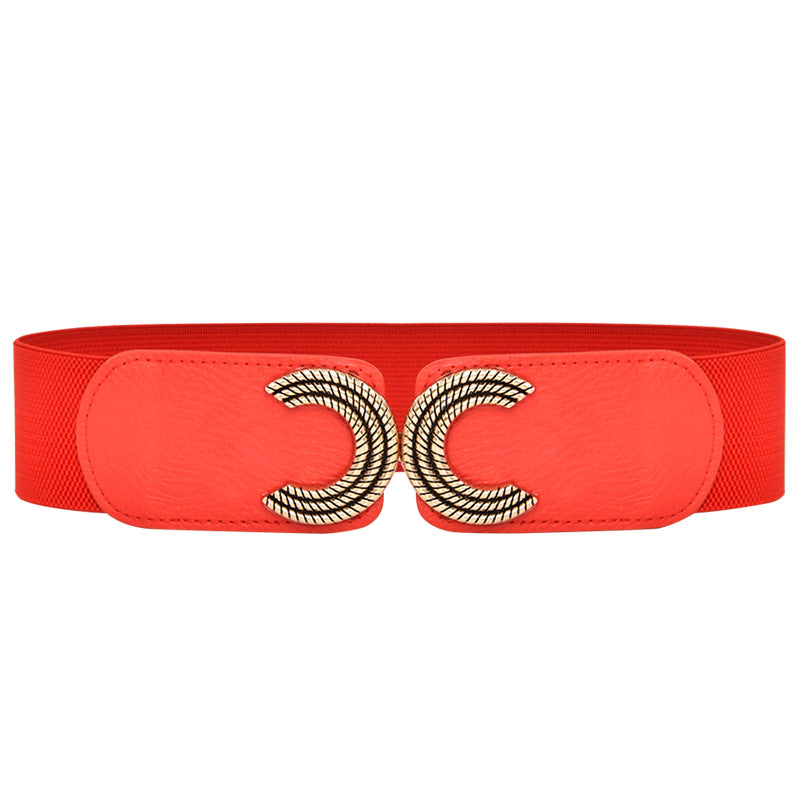 Elasticated toggle letter belt with elasticated waistband