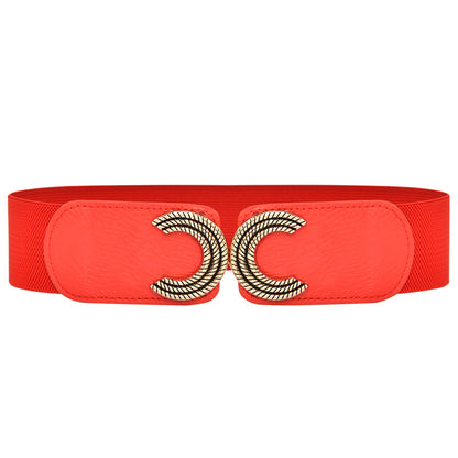 Elasticated toggle letter belt with elasticated waistband