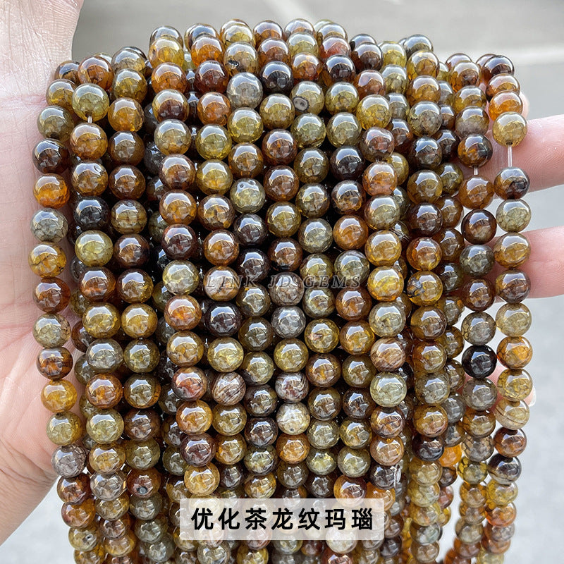 Accesorios de joyería con cuentas sueltas de ágata con patrón de dragón rojo 