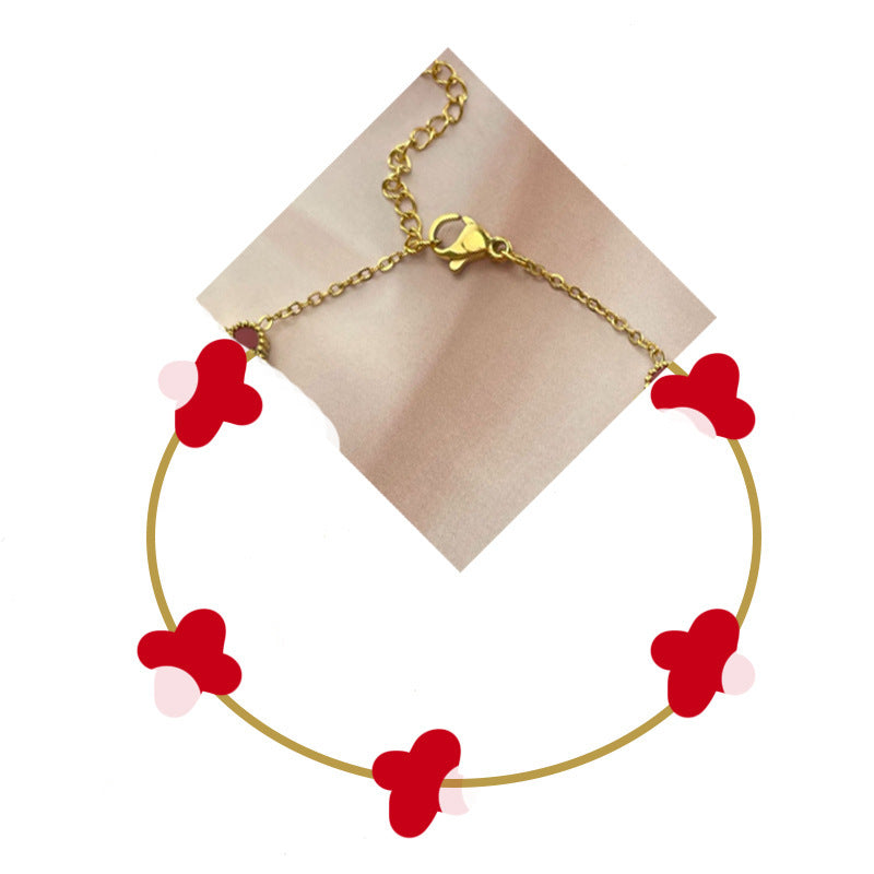 Double-Sided Clover 18K Gold-Plated Titanium Steel Bracelet — Lucky Clover Jewelry Set