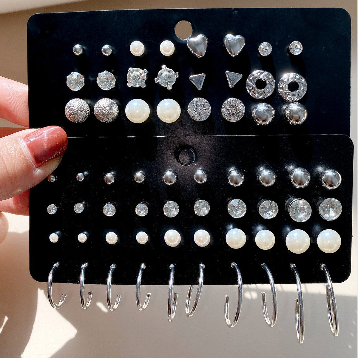 Metal Twist & Geometric Earring Set