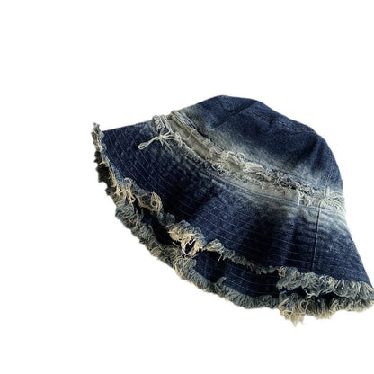 Sombrero de cubo de mezclilla deshilachado vintage 
