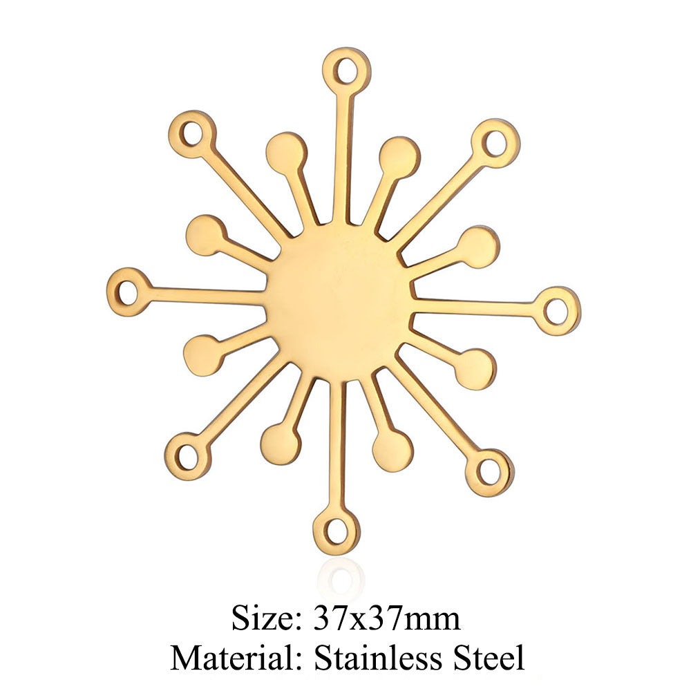 5 pcs/bag sun round face titanium steel pendant