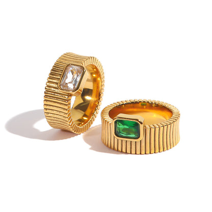 Anillo Circonitas Acanaladas 