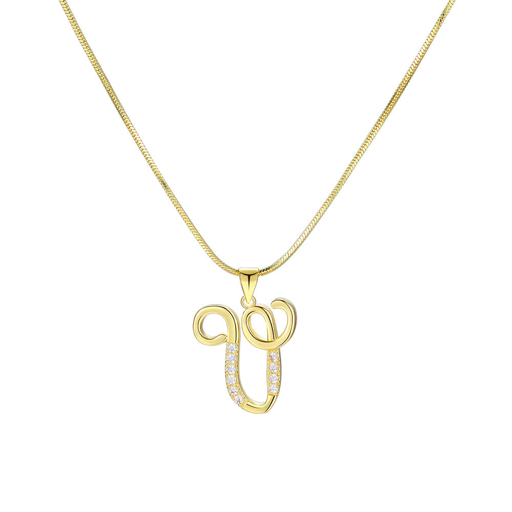 European and American 26 letters gold necklace