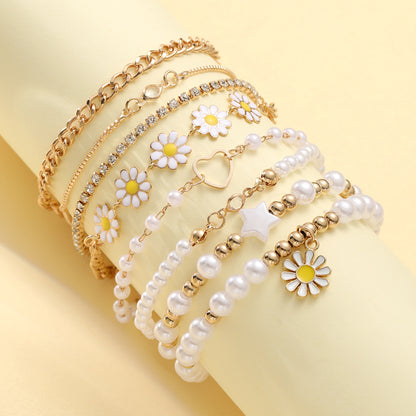 Daisy Pearl Bracelet 8-Piece Set