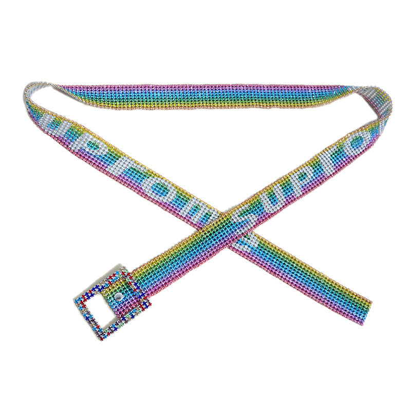 Colorful nine-row full rhinestone belt