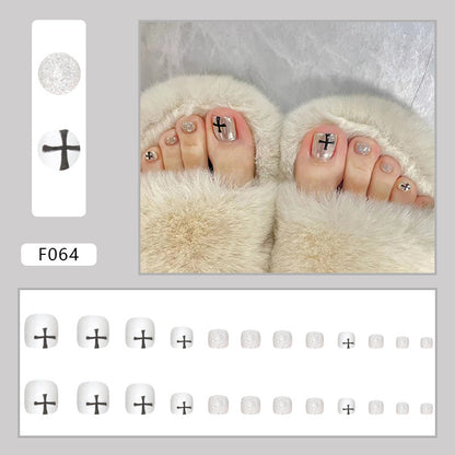 French Diamond Glitter Toe Nails