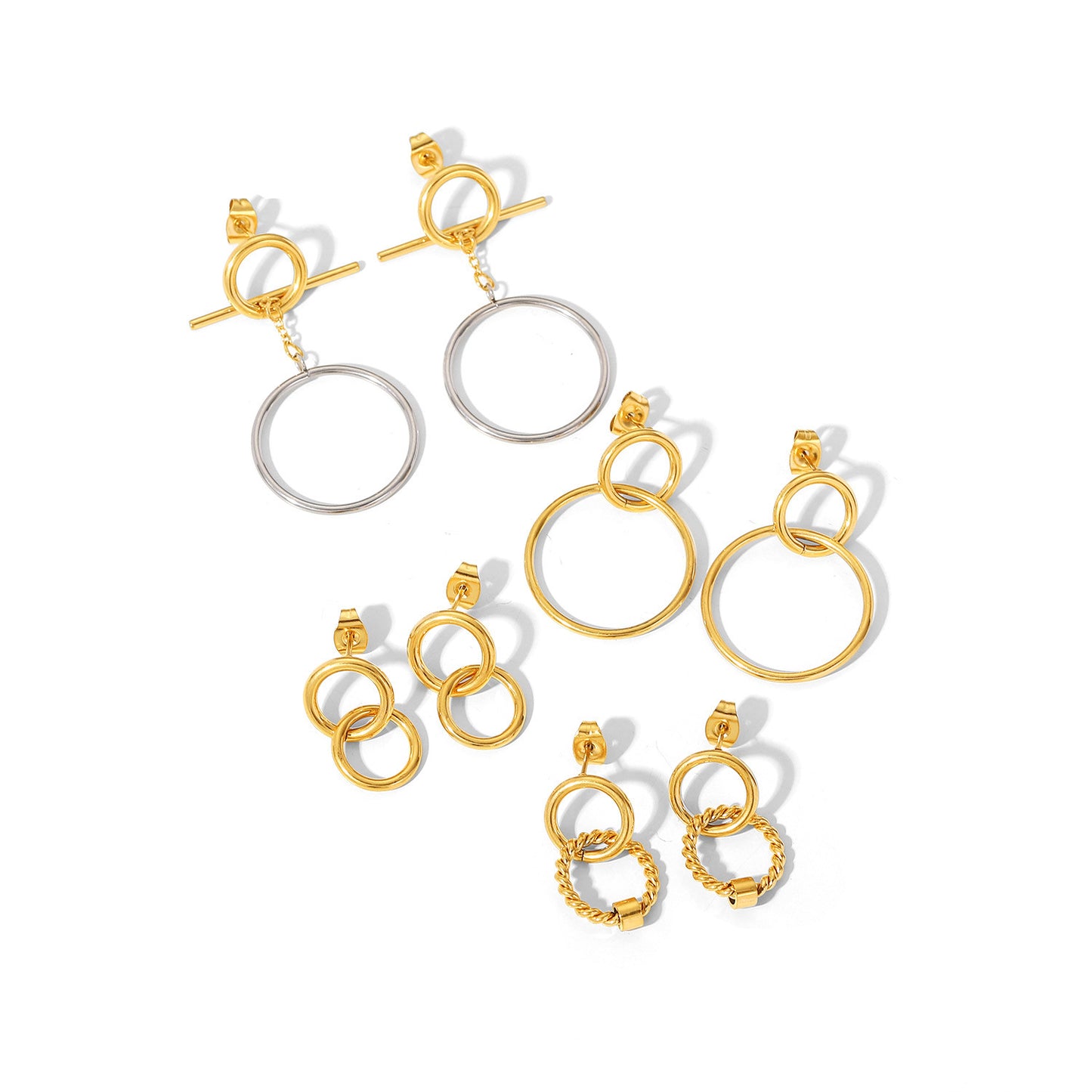 Hollow hoop pendant earrings