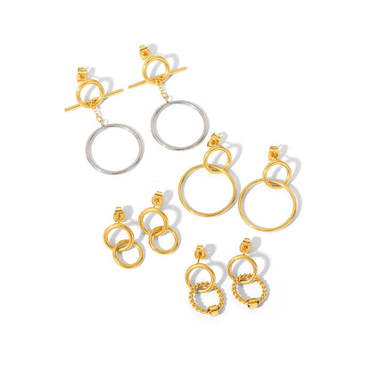 Hollow hoop pendant earrings