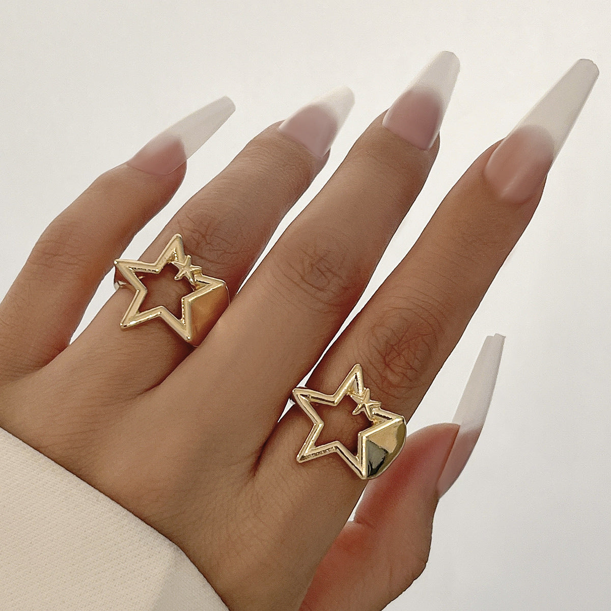 Heart Open Alloy Ring Set