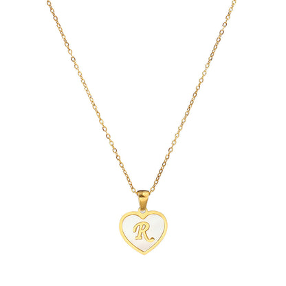 Titanium steel heart-shaped 26 English letter necklace