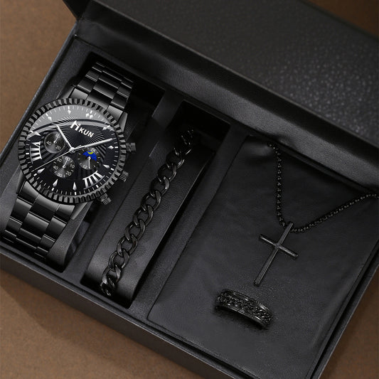 Steel belt quartz watch cross set