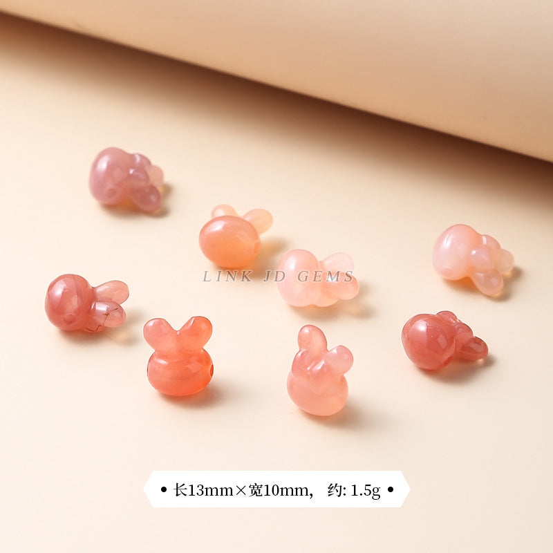 Crimson Salt Source Agate Rabbit Head Pendant