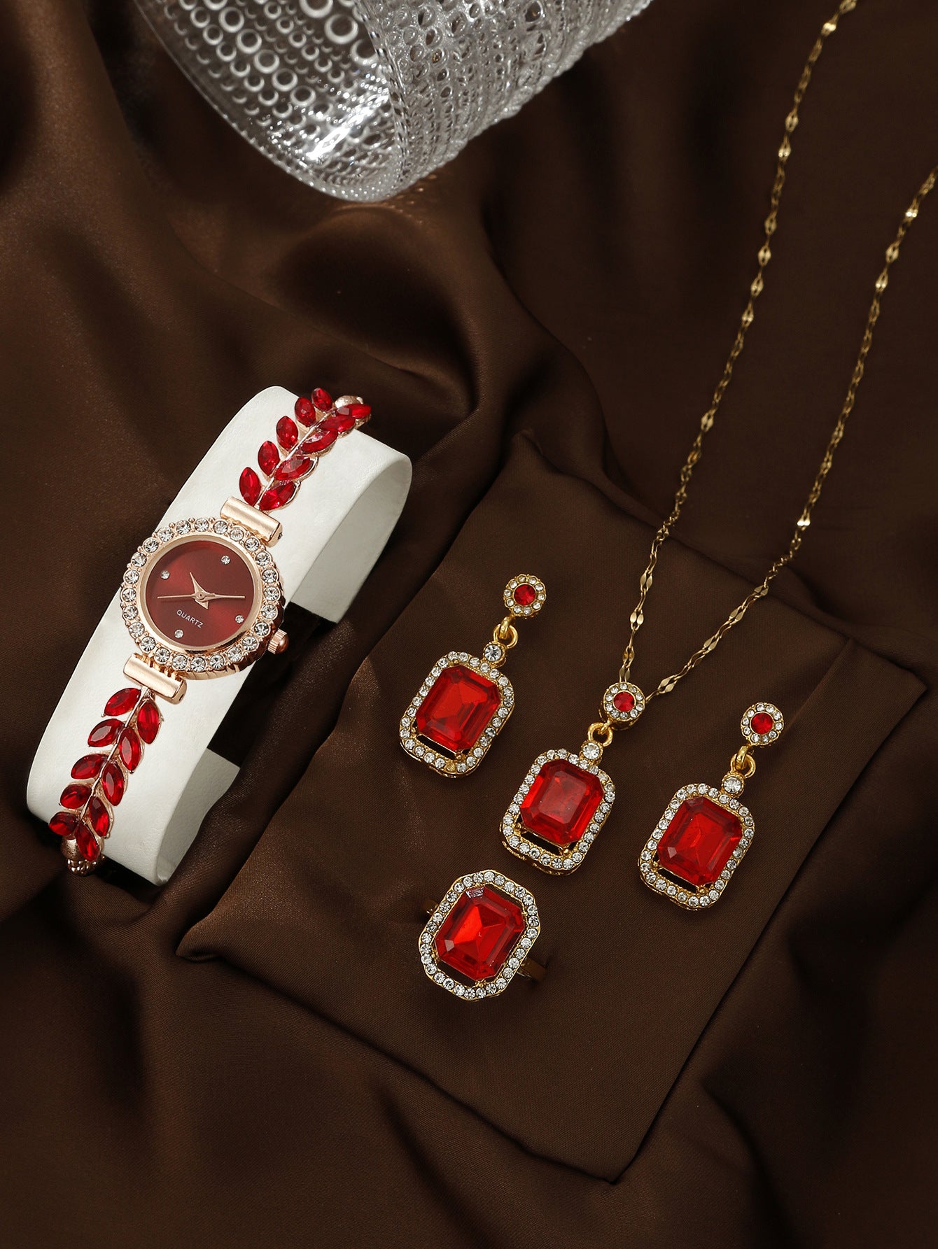 Quartz bracelet watch jewelry set