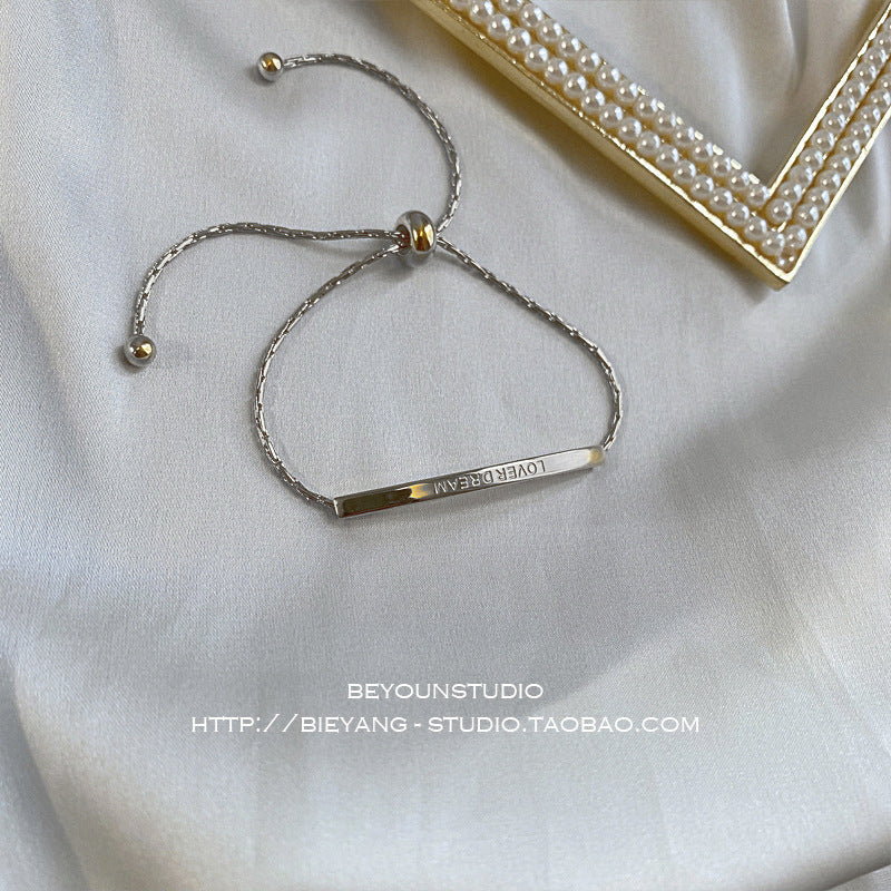 Women's Korean-Style Titanium Steel Adjustable Gold Letter Bracelet