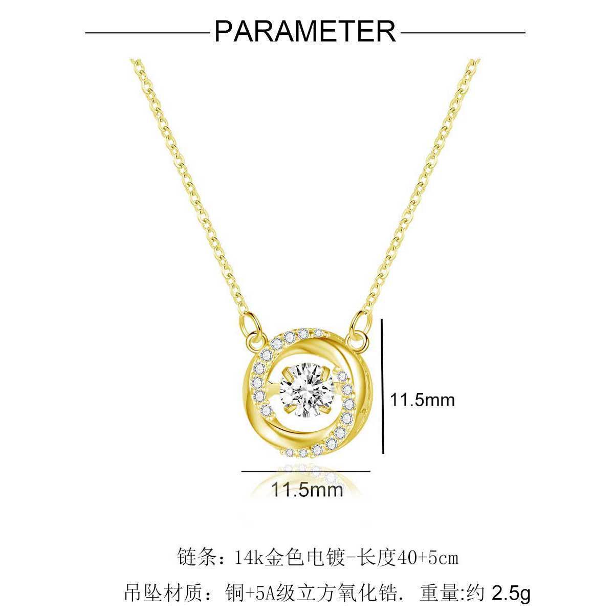 14k gold copper inlaid 5A zircon necklace