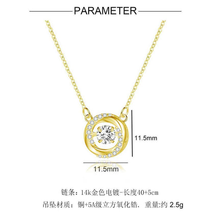 14k gold copper inlaid 5A zircon necklace