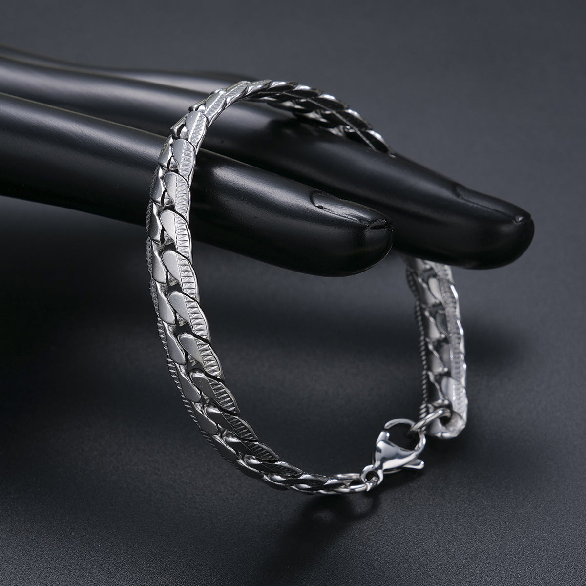 Six-sided polished Cuban bracelet