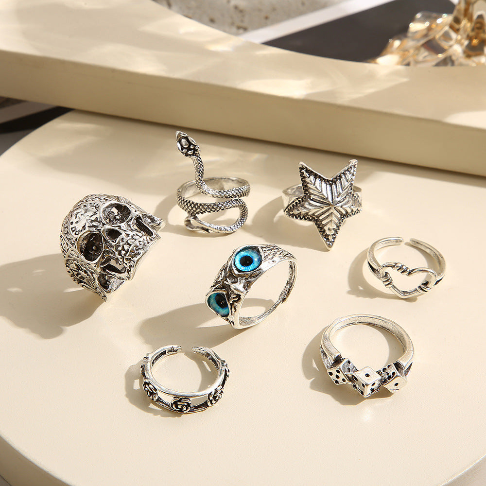 Skull Starfish Joint Ring Owl 7-piece Set