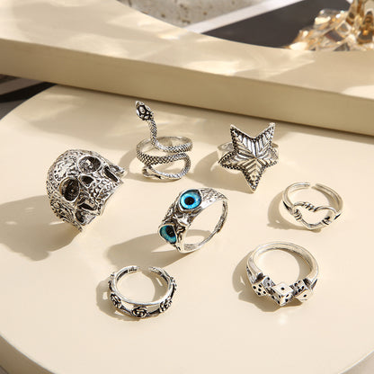 Skull Starfish Joint Ring Owl 7-piece Set