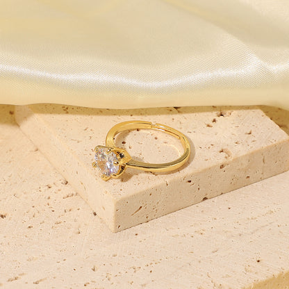Six-claw ring real gold plated copper ring