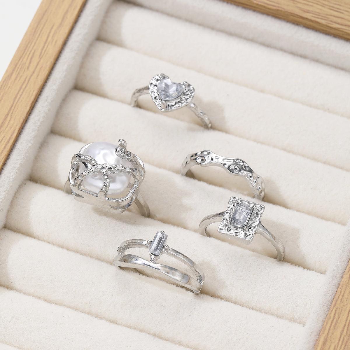 Geometric Metal Ring Set (5-Piece)