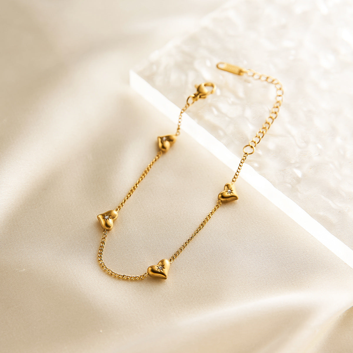 18K Gold Titanium Steel Heart Bracelet