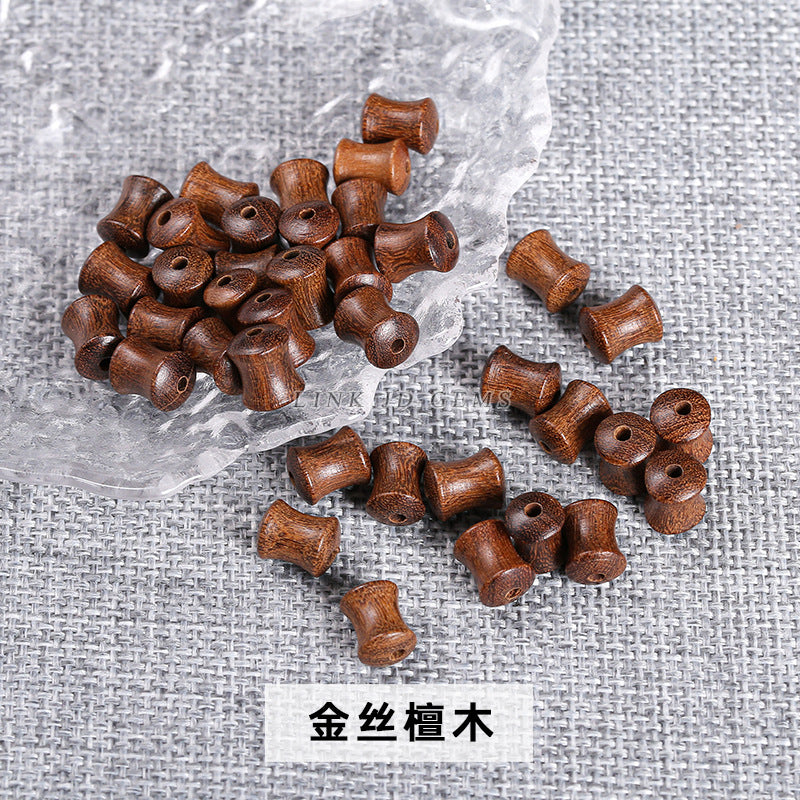 Green sandalwood slub beads Golden silk sandalwood loose beads