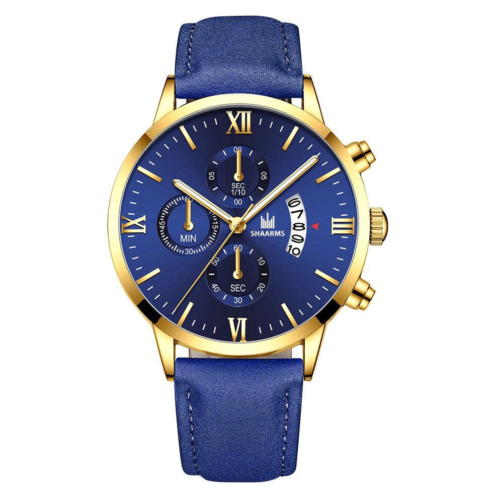 False three-eye calendar watch quartz watch