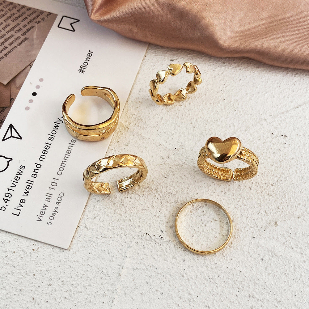 Juego de 5 anillos de amor sencillos 