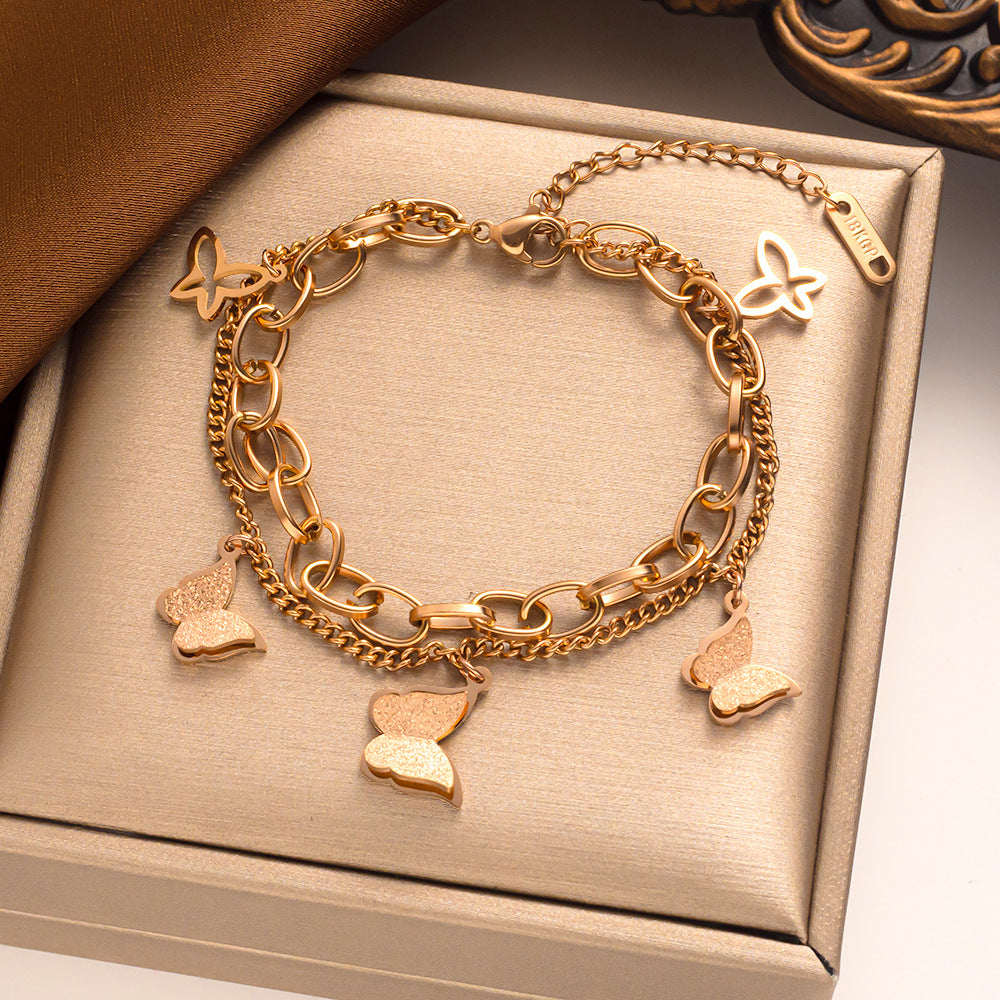 Double-layer Matte Butterfly Bracelet, Fashionable and Simple.