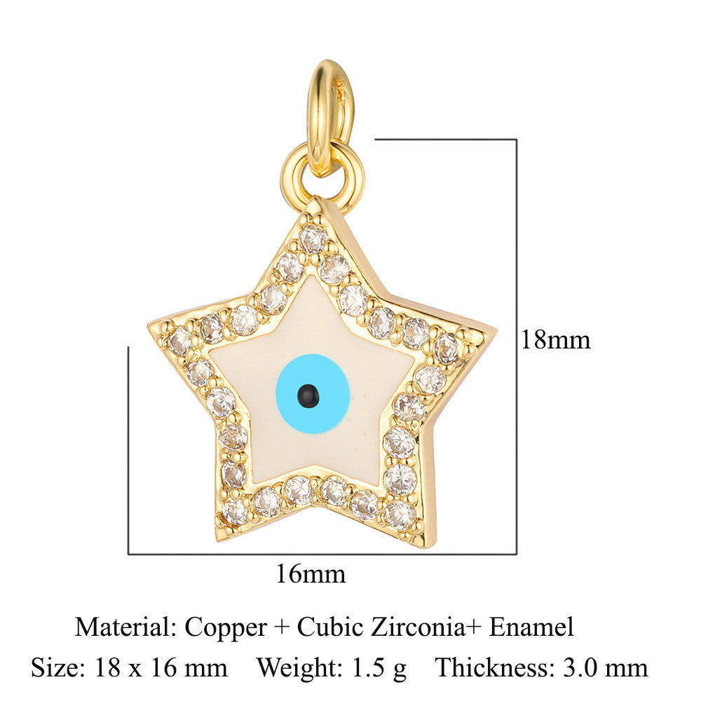 Colgante de cobre y circonita con forma de estrella y sol 