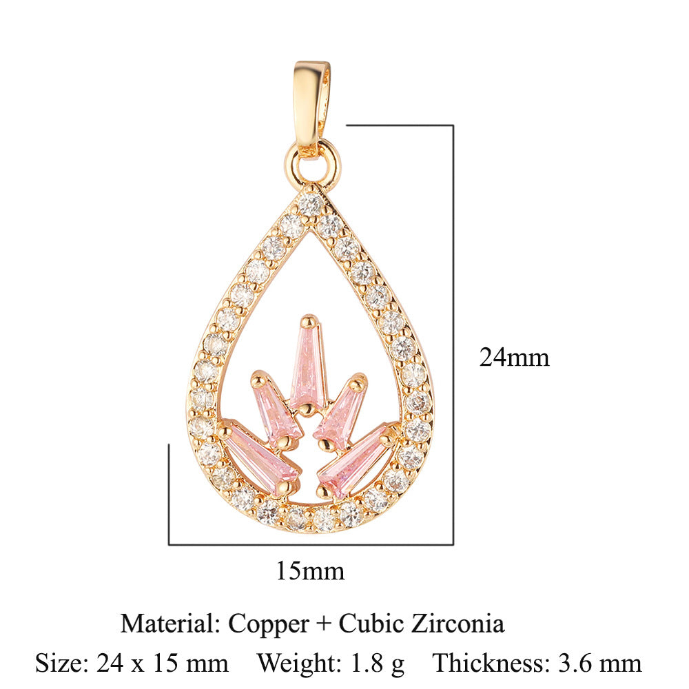 Sunflower Tree of Life Copper Zircon DIY Pendant